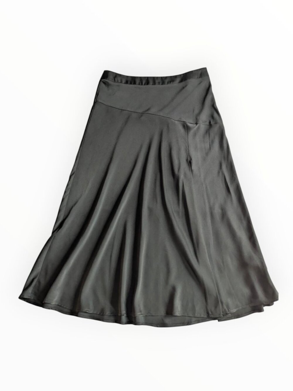 Banana Republic Black Satin A-Line Midi Skirt Size 14 Asymmetrical